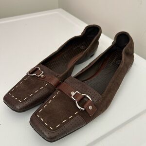 Cole Haan Square Toe Suede Loafers Brown Size 9.5 AA Narrow